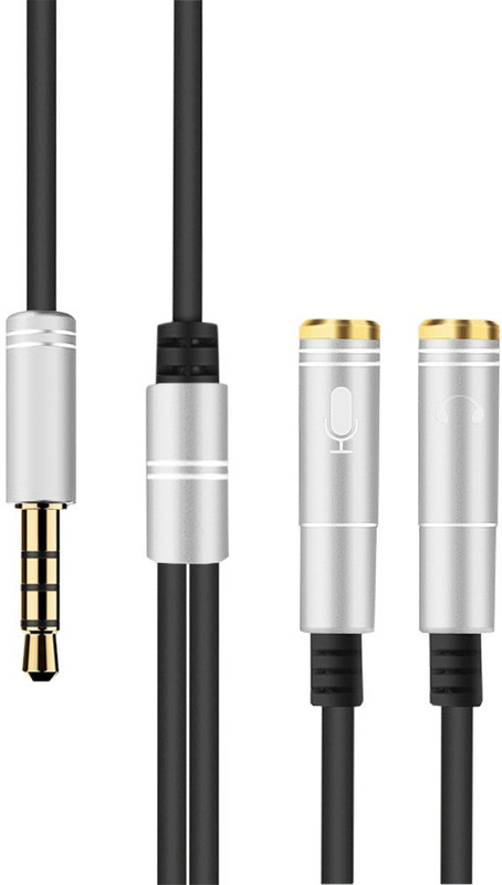 gvaas Metal 3.5mm Stereo Audio Y Splitter Cable 0.3 m Headphone Splitter(Compatible with MOBILE, TABLET, COMPUTER, LAPTOP, Silver)