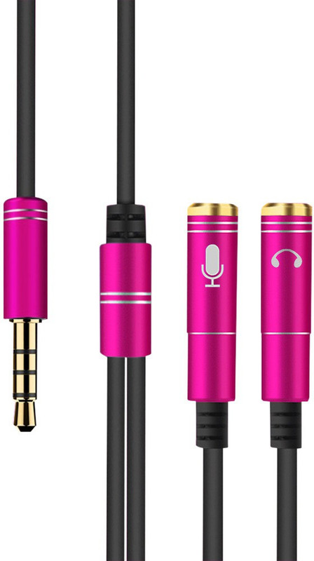 gvaas Metal 3.5mm Stereo Audio Y Splitter Cable 0.3 m Headphone Splitter(Compatible with MOBILE, TABLET, COMPUTER, LAPTOP, Rose Red)