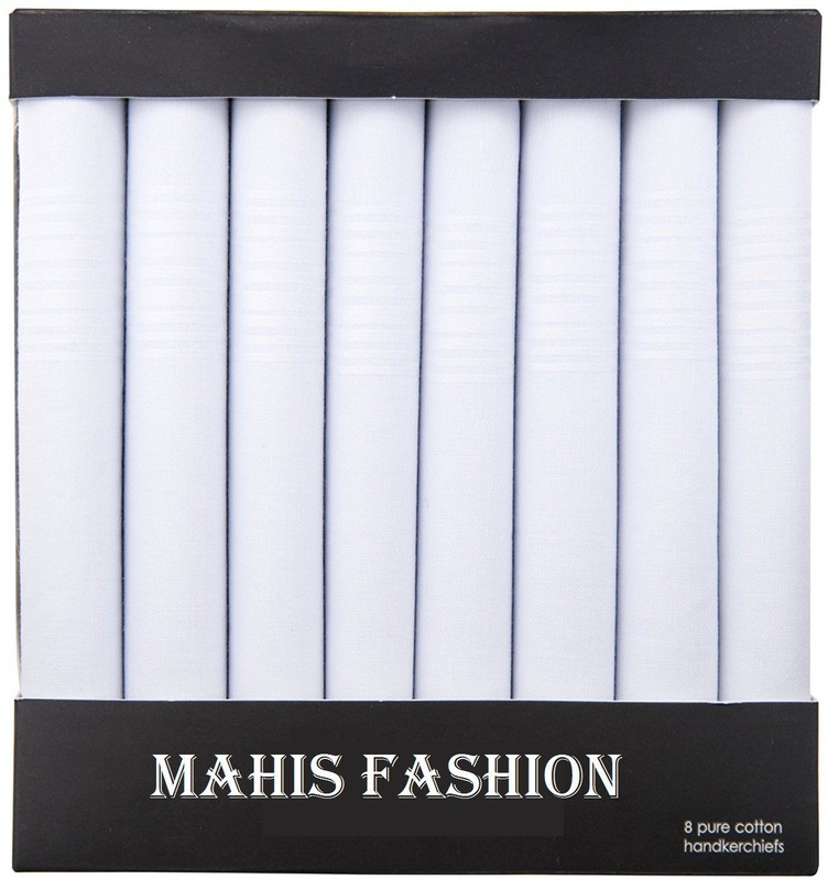 mahis fashion WHITE HANKY 8 Handkerchief(Pack of 8)