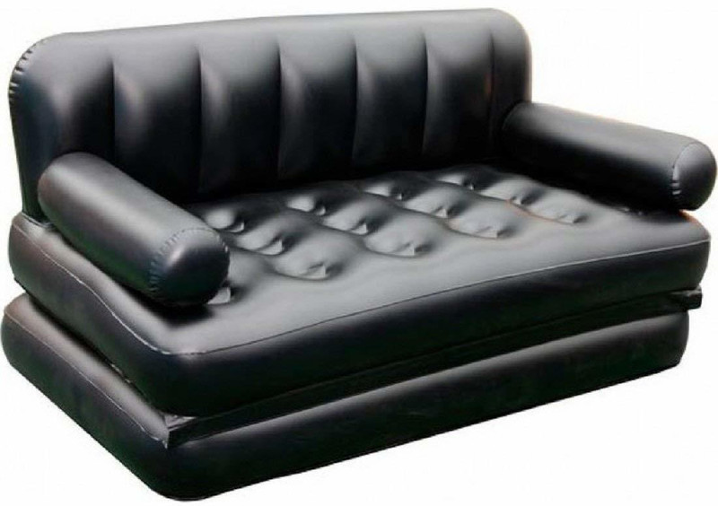 fashion aspire Rubber Wood 3 Seater Inflatable Sofa(Color - BLACK)