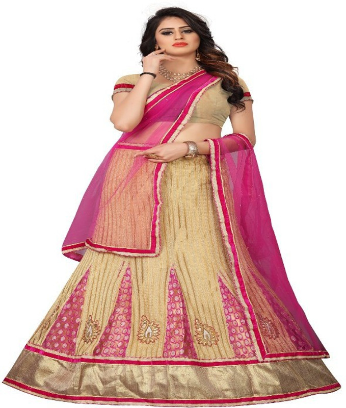 gaurikiran fashion Self Design Semi Stitched Lehenga, Choli and Dupatta Set(Multicolor)