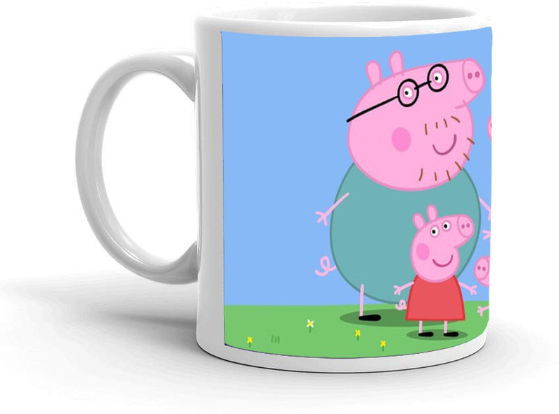 vantek MILK, TEA, COFFEE MUG PRINTED PEPPA PIG FAMILY Ceramic Mug(350 ml)