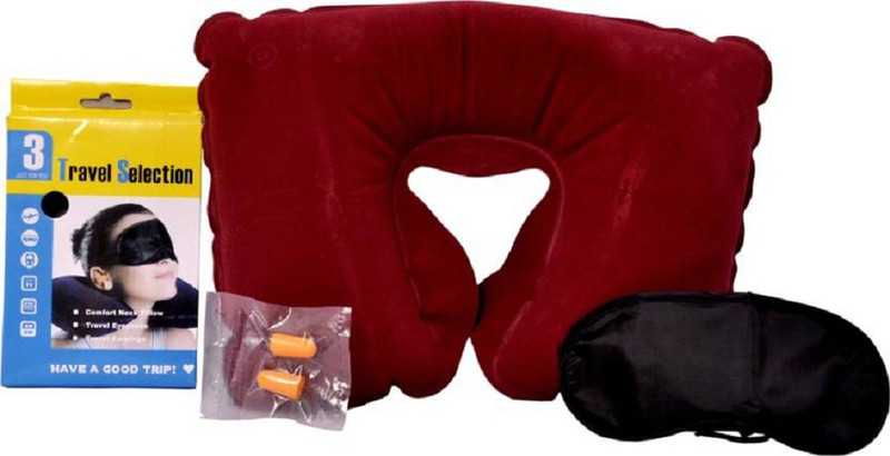bishmaadh neck pillow with eye mask earplugs Neck Pillow & Eye Shade(red)