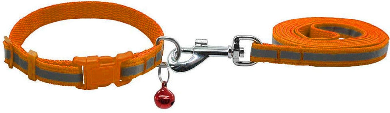 Jainsons Pet Products Reflector Nylon Leash and Collar Set 120 cm Dog Strap Leash(Orange)