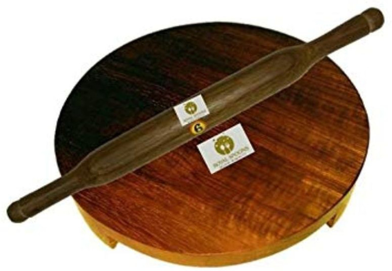 ROYAL SPOONS Set of Seesham Wood Rolling Pin and Teak wood Board 8.8 inch diameter and 14 inch long Belan set Rolling Pin & Board(Pack of 2)