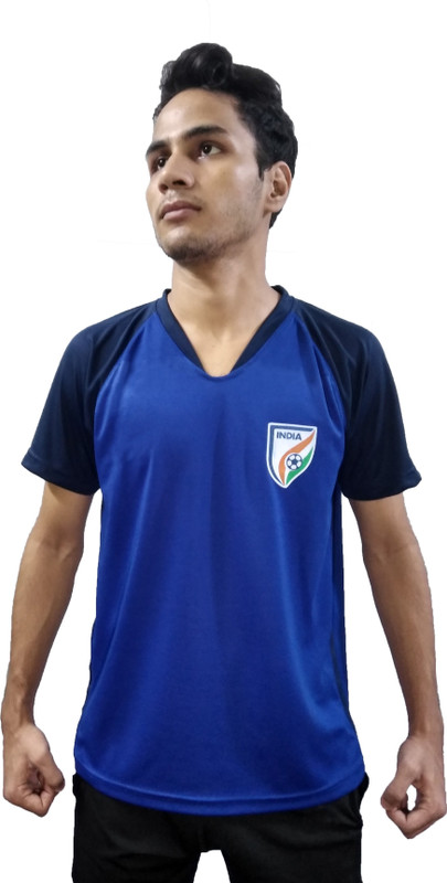 borntoplay365 Sports Men V Neck Blue T-Shirt