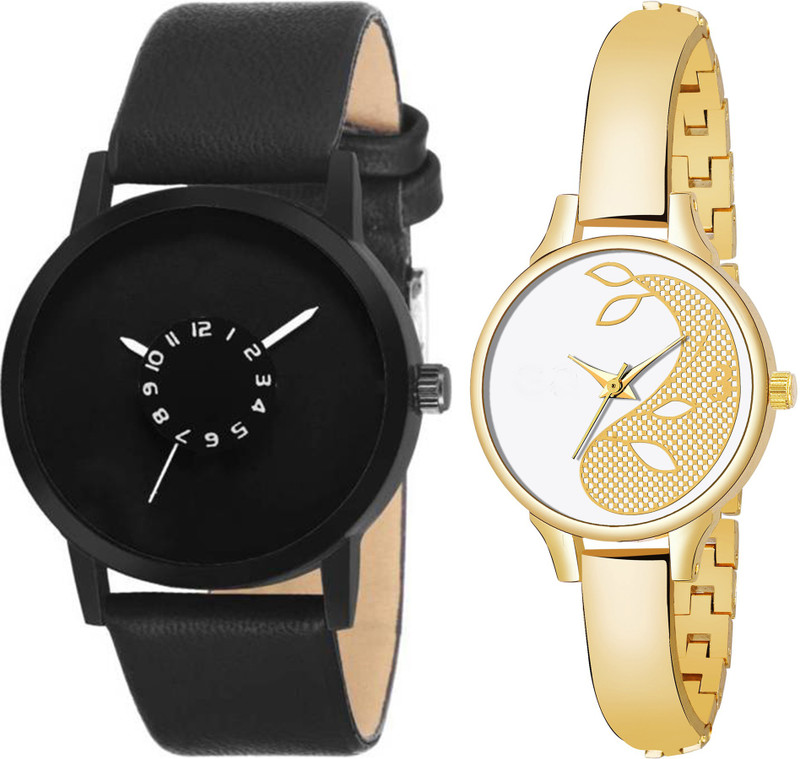 rigolz Combo Pack 2 Artistic Party-Wedding Multicolor Dial Bracelet Bangle Couple ZZ406K380 Analog Watch  - For Men & Women