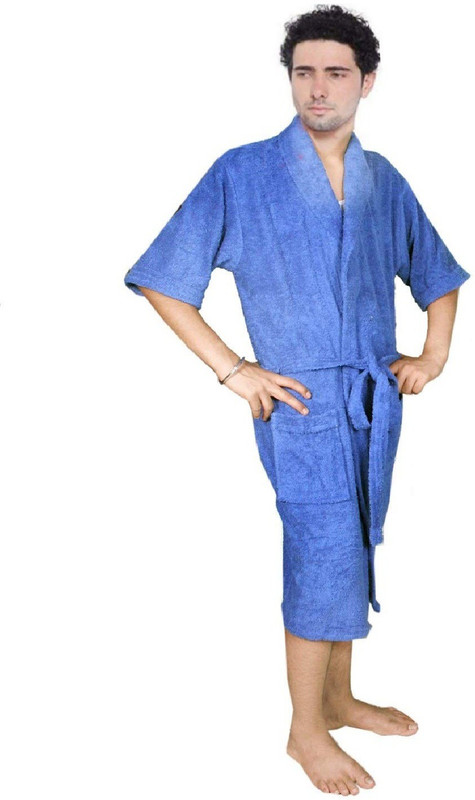 kajal enterprises Blue Free Size Bath Robe(1 Men Bathrobe Gown, For: Men, Blue)