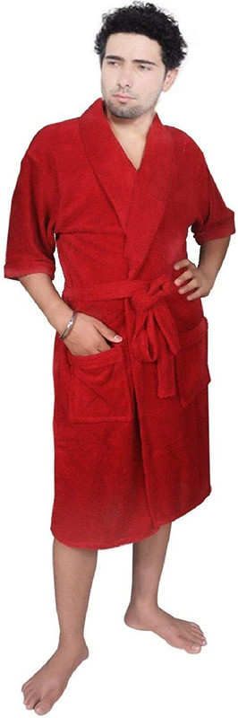 kajal enterprises Maroon Free Size Bath Robe(1 Men Bathrobe Gown, For: Men, Maroon)