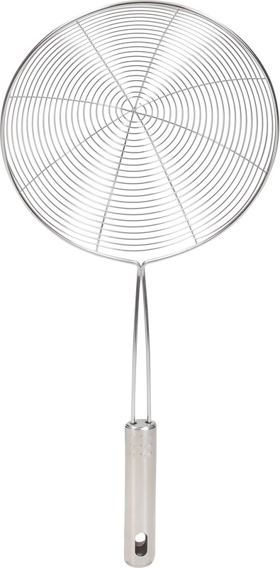 technof Stainless Steel Deep Fry Strainer Wire Skimmer with Spiral Mesh, Professional Grade Handle Skimmer Spoon ( 17CM) Collapsible Strainer(Silver)