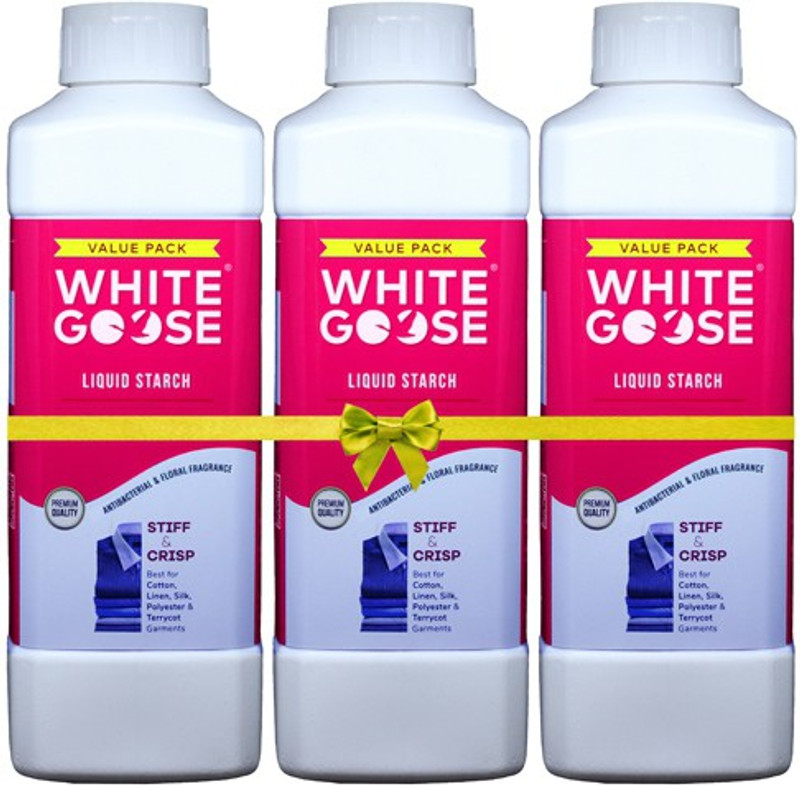 white goose Liquid Starch Antibacterial 1 Ltr Pack of 3 Fabric Stiffener(3 L)
