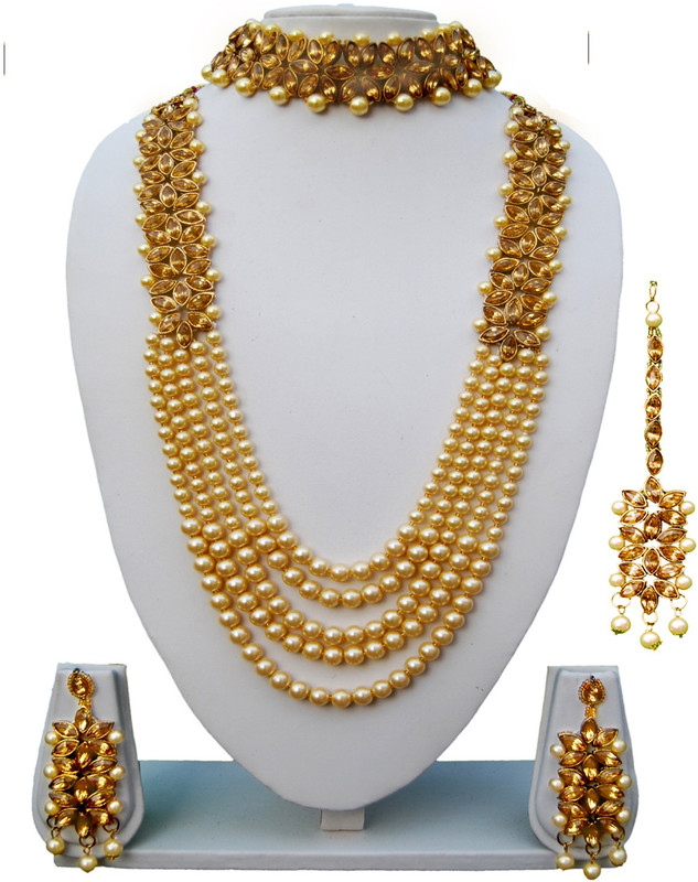 sathiya jewellers Stone Jewel Set(Gold, White, Copper)