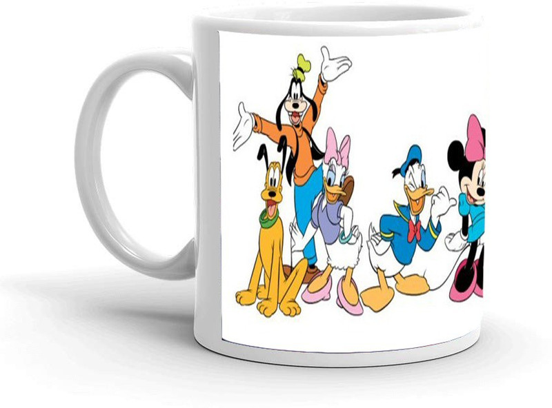 vantek MILK, TEA, COFFEE MUG PRINTED MICKEY MOUSE, MINI MOUSE, PLUTO, DONALD, DISNEY CARTOON CHARACTERS Ceramic Mug(350 ml)