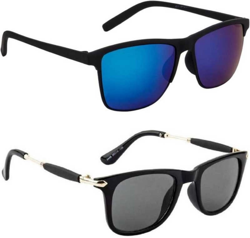 missriaco Retro Square Sunglasses(Brown, Violet)