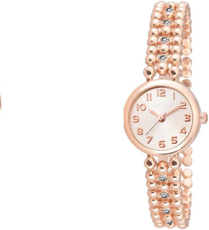 pbsstyle Fancy and stylish Rosegold diamond studded round dial Gorgeous Hongruicollection alloy strap ladies and women bracelet Analog Watch - For Girls Analog Watch  - For Women