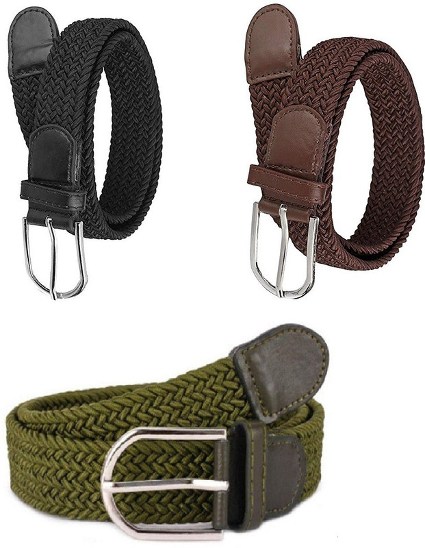 Gatasmay Men Women Evening, Party, Formal, Casual Brown, Black, Green  Artificial Leather, Synthetic, Canvas, Fabric Belt