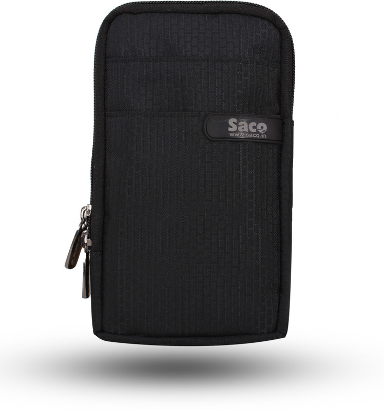 Saco Pouch for Multipurpose Holster belt Loop and Shoulder Straps Carry for Mobile, Earphone, Money and Cards(Black, Cases with Holder, Artificial Leather, Pack of: 1)