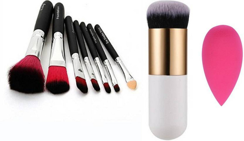 skinplus kitty black 7 brush,1 puff , 1foundation brush(Set of 3)