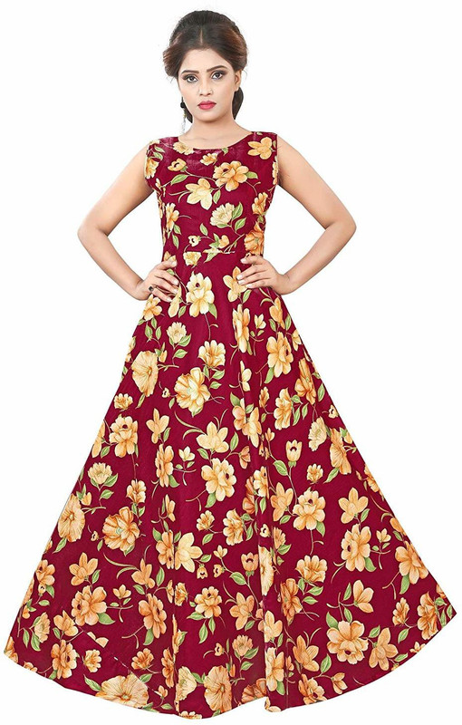 hir fashion Anarkali Gown(Multicolor)