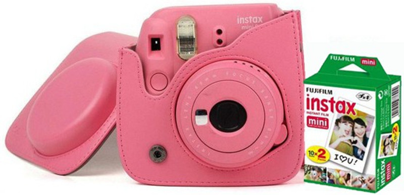 Fujifilm Instax Mini 9 Camera With Leather Bag and 20x Film Sheet - Flamingo Pink Instant Camera(Pink)