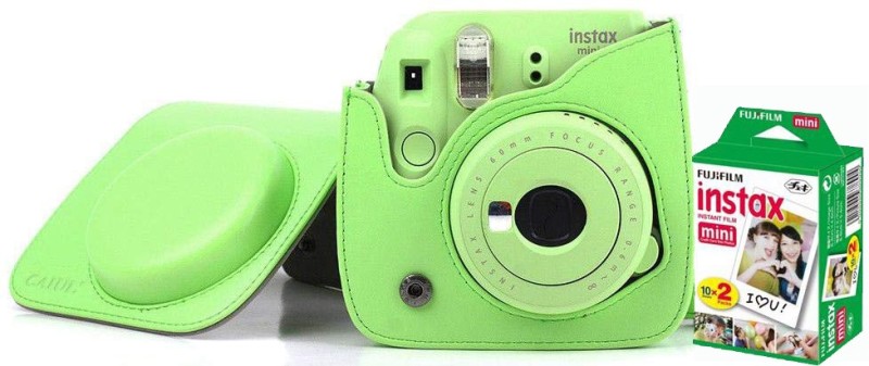 Fujifilm Instax Mini 9 Camera With Leather Bag and 20x Film Sheet - Lime Green Instant Camera(Green)