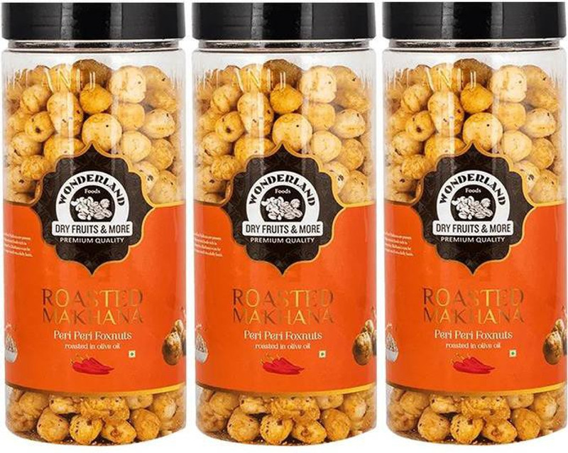 Wonderland Makhana Peri Peri Foxnuts (Pack of 3-100g Each) Assorted Nuts(3 x 100 g)