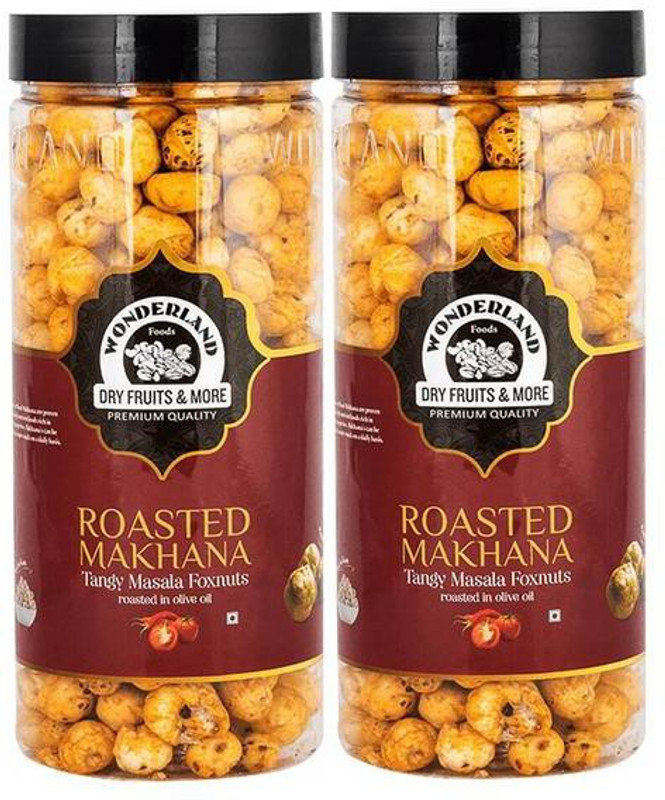 Wonderland Makhana Premium Tangy Masala Foxnuts (Pack of 2-100g Each) Assorted Nuts(2 x 100 g)