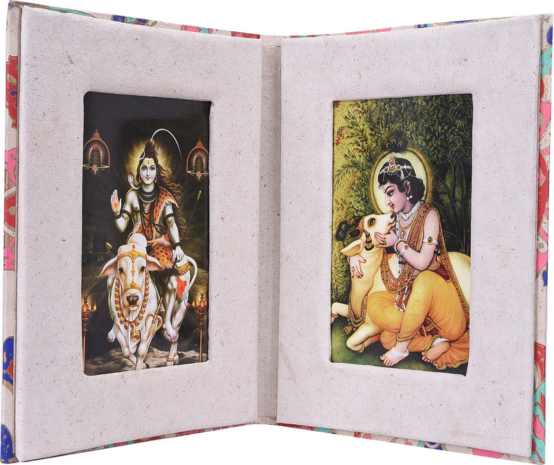 GAUKRITI Double Photo frame Made From Cow Dung 6 inch Double Photo Frame(1 GB, Multicolor)