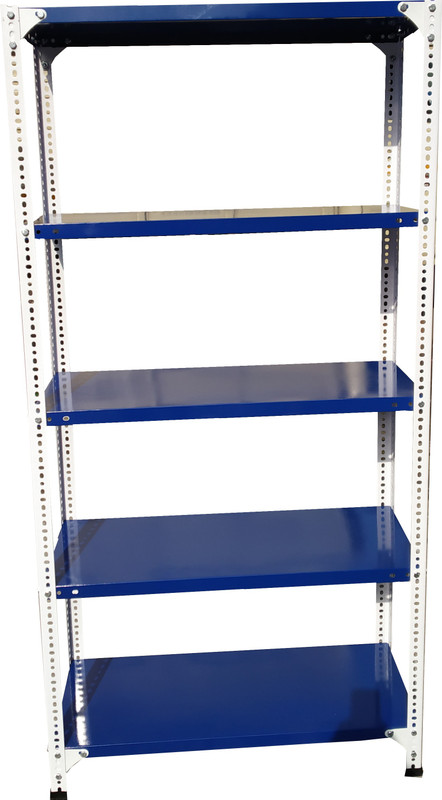 s k modern art Metal Slotted Angle Rack (White & Blue Powder Coated, 12 X 24 X 72 Inch) Metal Open Book Shelf(Finish Color - White & Blue Powder Coated)