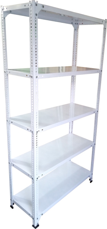 s k modern art Metal Slotted Angle Rack (White Powder Coated, 12 X 24 X 72 Inch) Metal Open Book Shelf(Finish Color - White Powder Coated)