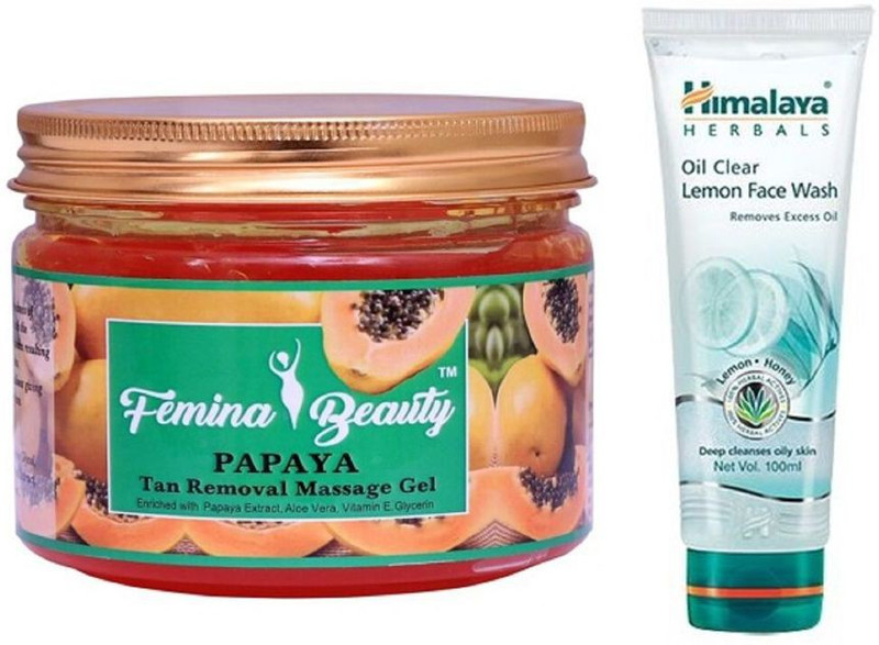 Femina Beauty Papaya Gel 400gmHimalaya Oil Clear Lemon Face Wash(Set of 2)