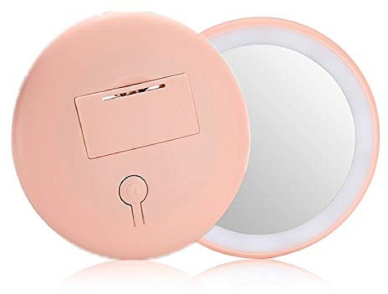 House of Quirk Round Pocket Mirror Cute Compact Led makeup Mirror