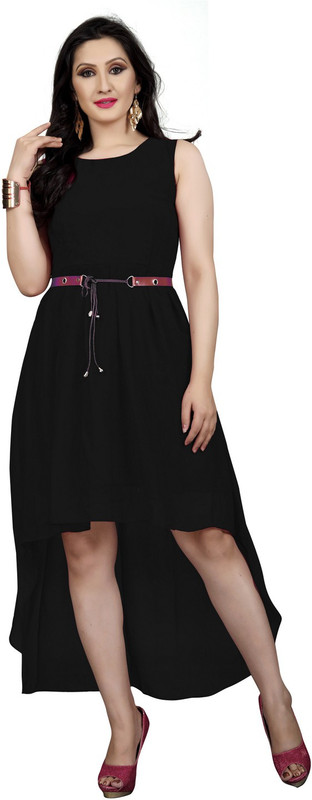 darji Women High Low Black Dress