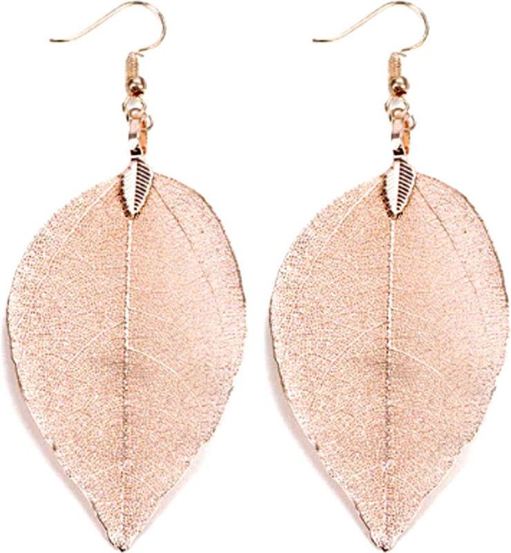 mirag MIRAGE - Natural Real Leaf Rose Gold EARRINGS Alloy Drops & Danglers