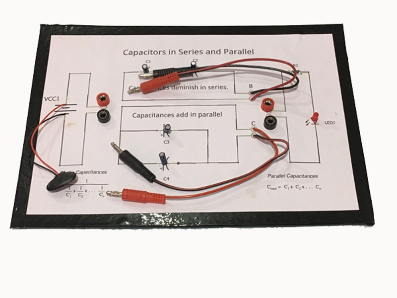 project hub Capacitors in Series and Parallel Physics Experiment (Base-cardboard) Educational Electronic Hobby Kit