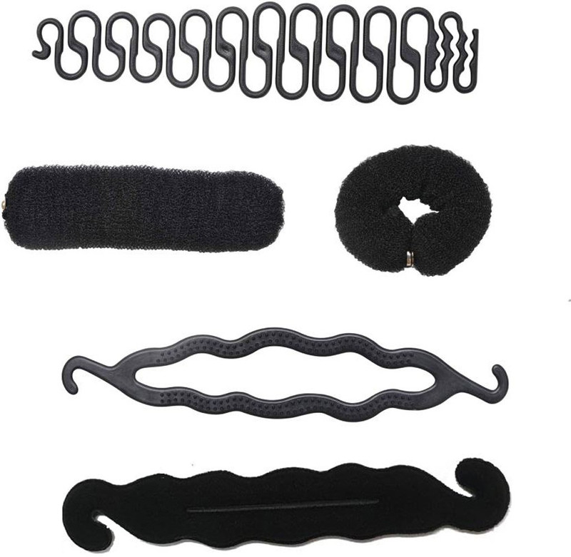 bella harao 5Pc. Long Puff Bun, French twist accessory hair combo, Hair Accessory Set(Black)