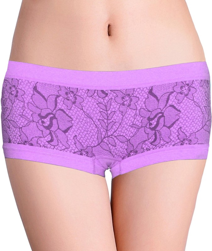 Women Bra Women Boy Short Purple Panty(Pack of 1)