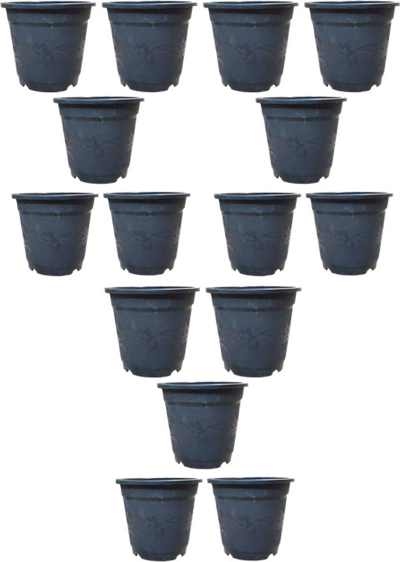 anand vatika Florel pot 5 inch Black Plant Container(Plastic, External Height - 12 cm)