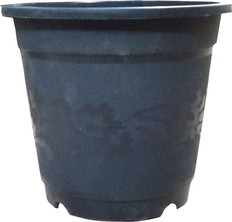 anand vatika Florel pot 5 inch Black Plant Container(Plastic, External Height - 12 cm)
