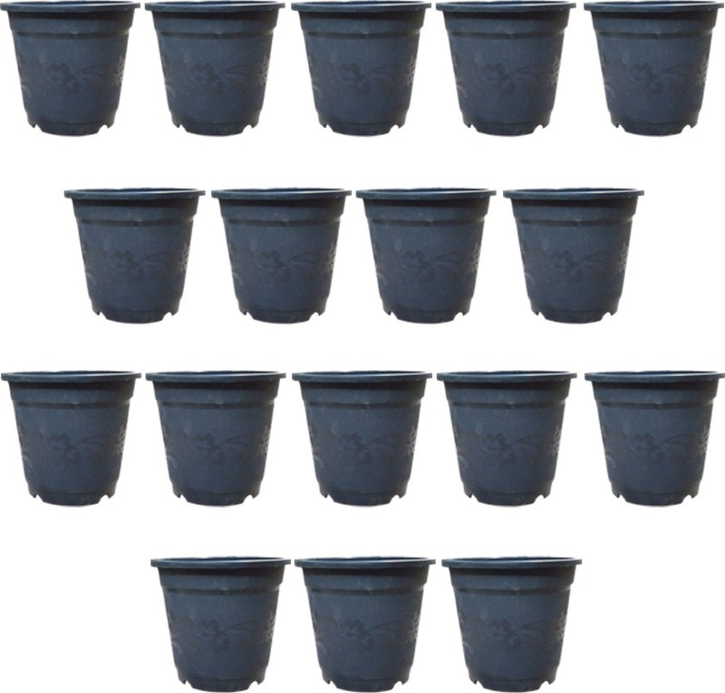 anand vatika Florel pot 5 inch Black Plant Container(Plastic, External Height - 12 cm)