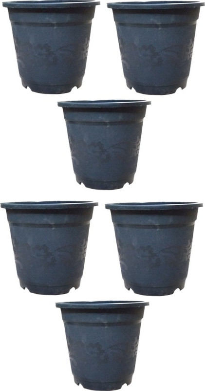 anand vatika Florel pot 5 inch Black Plant Container(Plastic, External Height - 12 cm)