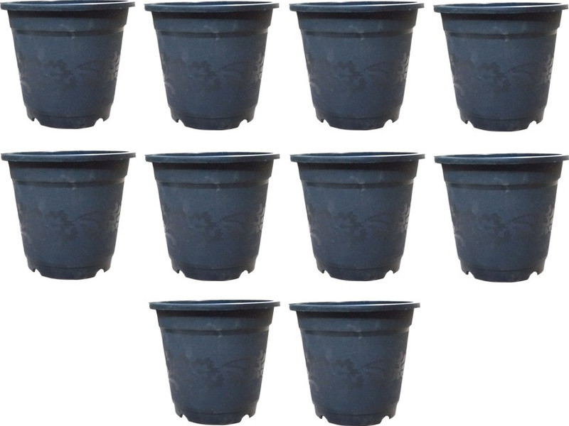 anand vatika Florel pot 5 inch Black Plant Container(Plastic, External Height - 12 cm)