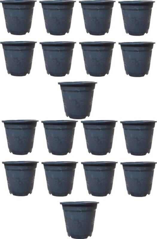 anand vatika Florel pot 5 inch Black Plant Container(Plastic, External Height - 12 cm)