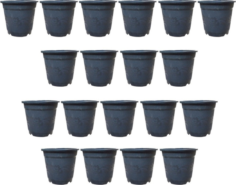 anand vatika Florel pot 5 inch Black Plant Container(Plastic, External Height - 12 cm)
