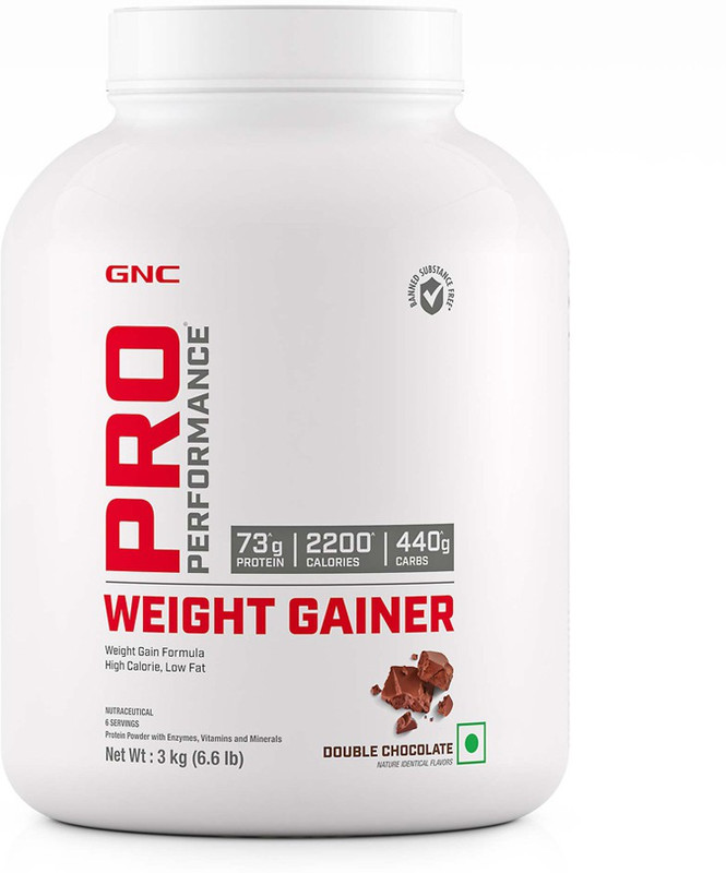 GNC Pro Performance Weight Gainer - 6.6 lbs, 3 kg Weight Gainers/Mass Gainers(3 kg, Double Chocolate)