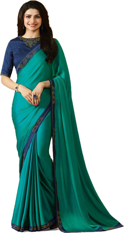 shopivatestore Plain Bollywood Silk Saree(Blue)