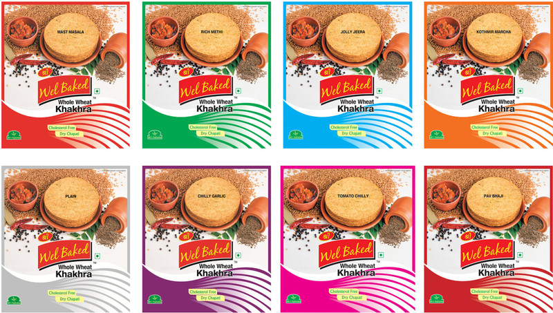 wel baked Full Variety Combo Khakhra (Pack of 8)(Pack of 8, 8 x 0.2, 1.6 kg)