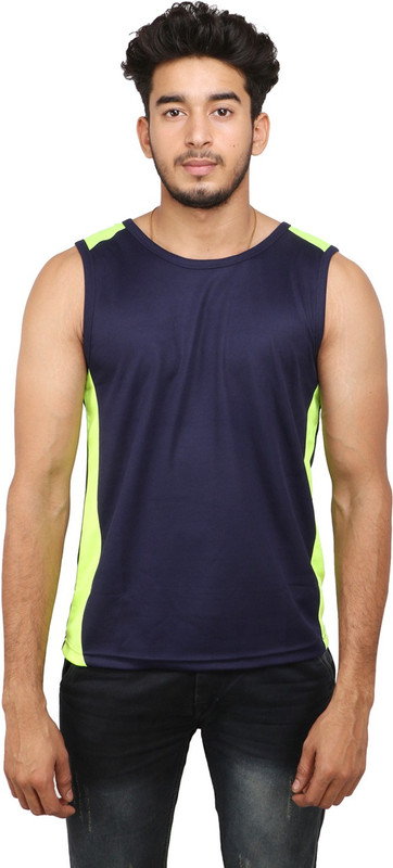 xencat Solid Men Round Neck Blue, Green T-Shirt