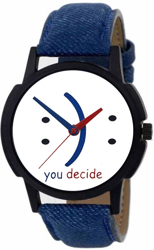rigolz New Best Artist New Smiley Design You Decide Print Blue Leather Jeans Belt Watch For Men & Boys ZZ-L014 Analog Watch  - For Men