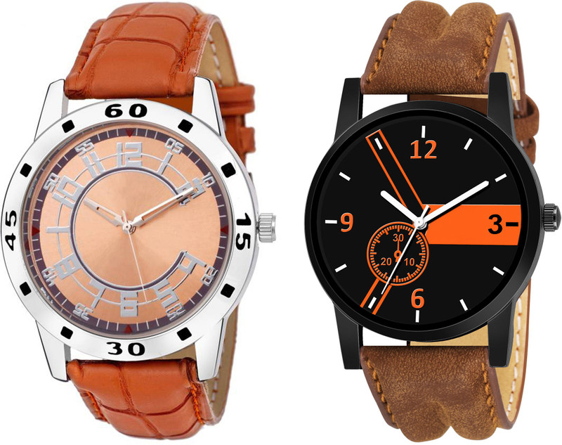 Ejoty Fashion Sett Of Two Smoky Leather EJ~171 Analog Watch  - For Boys & Girls
